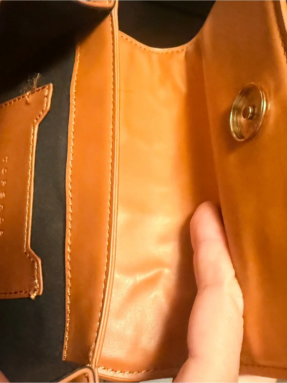 Topshop Orange Structured Clutch with Wooden Bead Handle